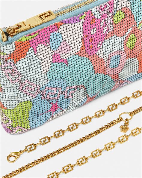 versace floral chain print|Floral Summer Metal Mesh Clutch .